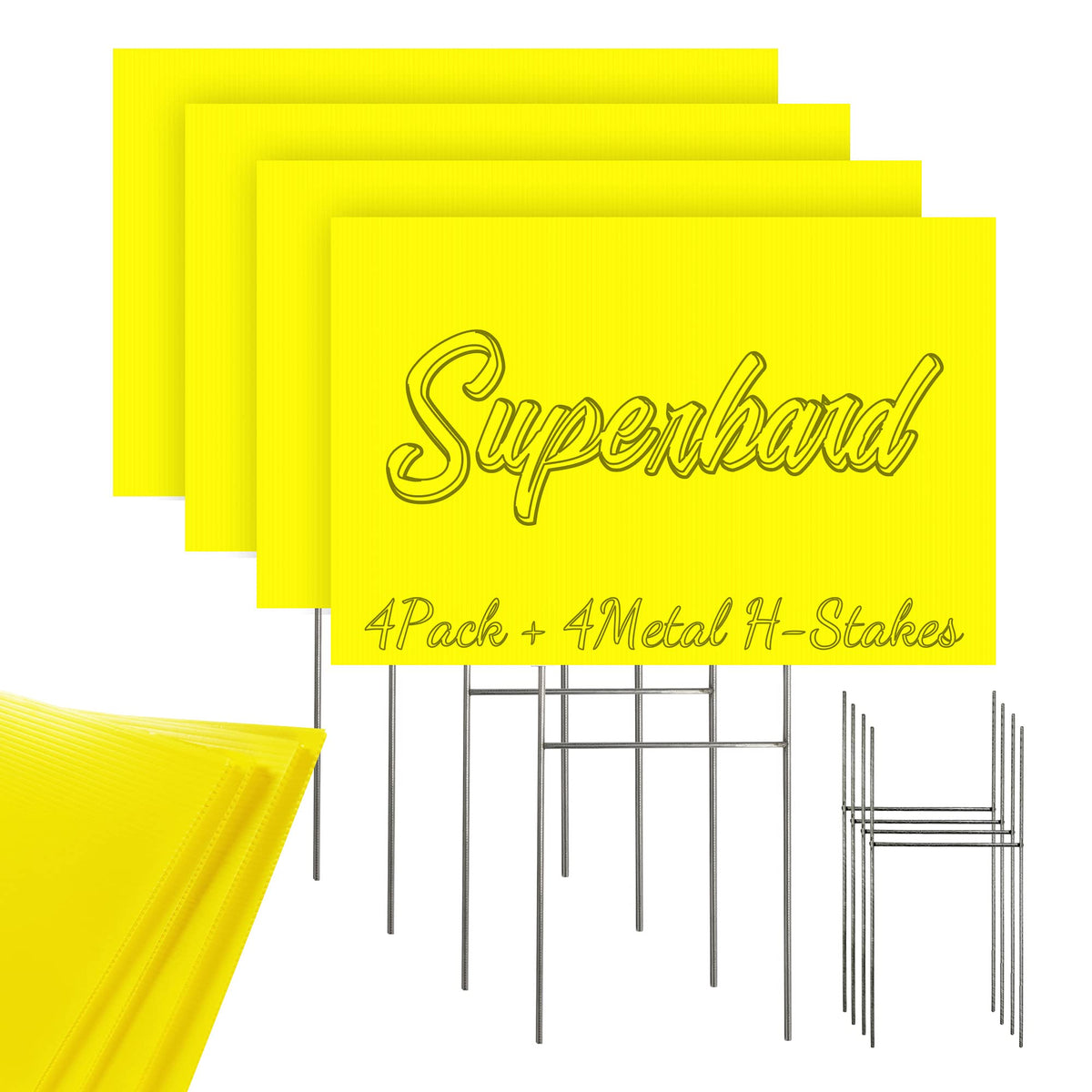 LARREEDE blank yellow yard sign 12x18 with stakes for eye-catching outdoor ads.