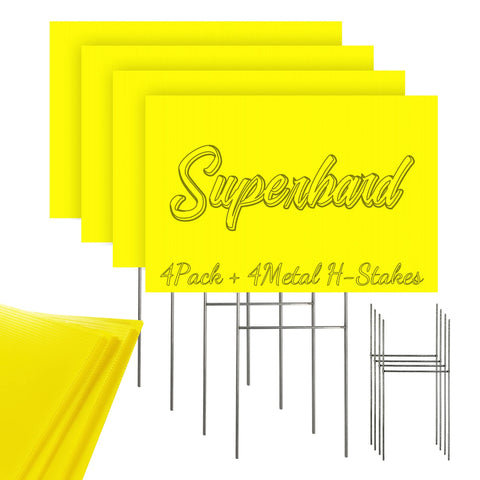 LARREEDE blank yellow yard sign 12x18 with stakes for eye-catching outdoor ads.