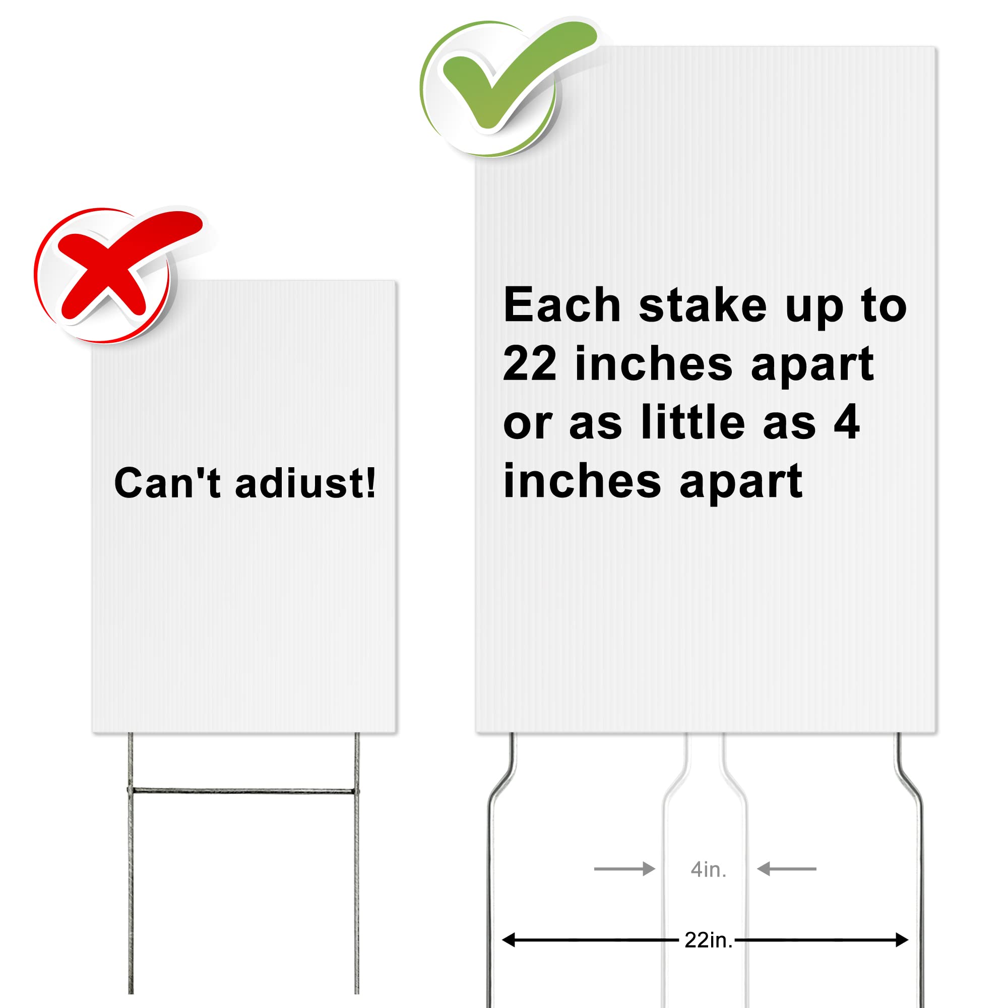 LARREEDE heavy-duty metal stakes prevent rust and sign wobble.