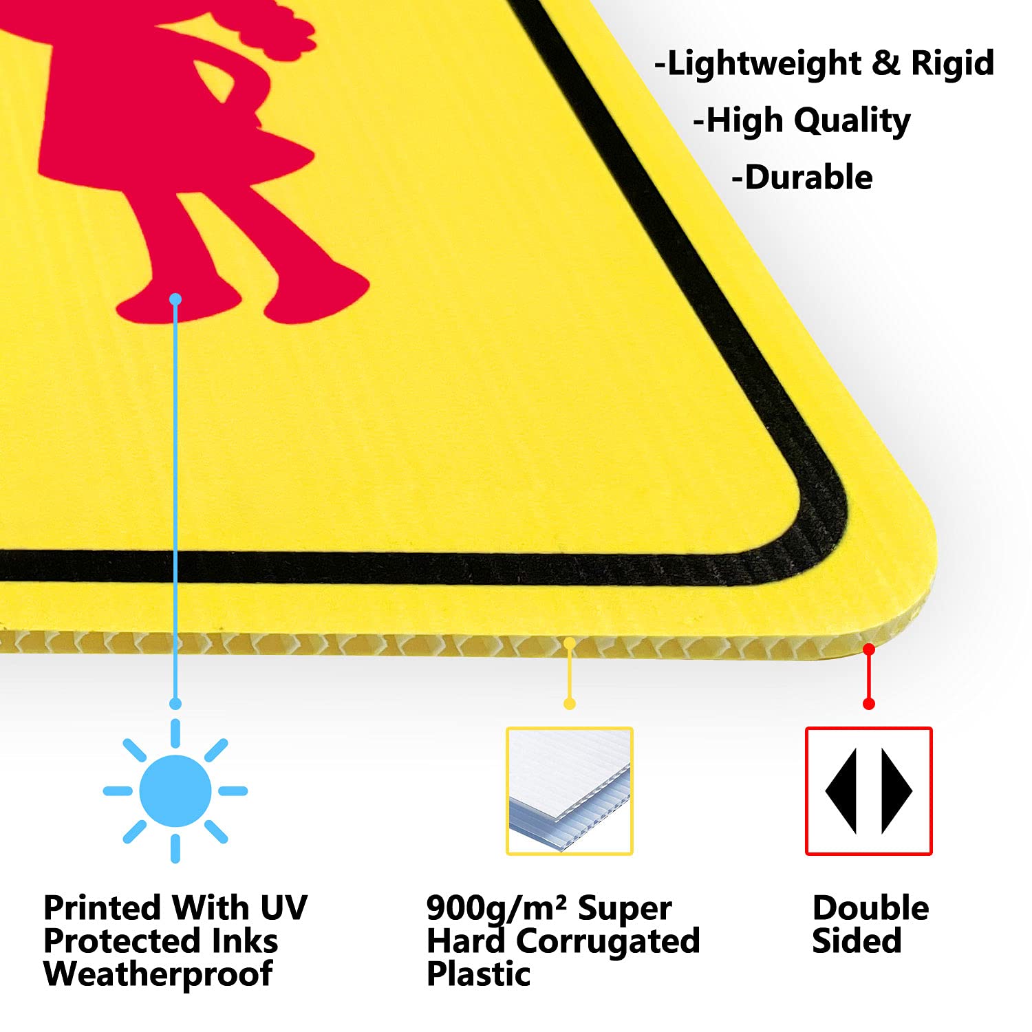 LARREEDE slow down signs 2-pack back view with double-sided display
