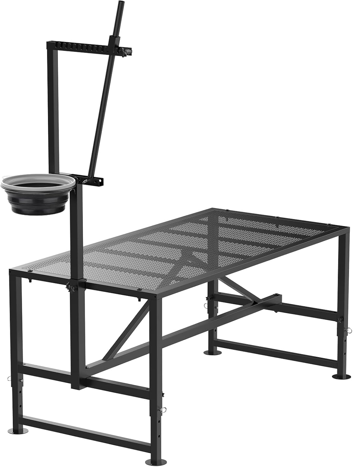 Larrik 600 lbs goat milking stand with feed bin for efficient milking sessions.