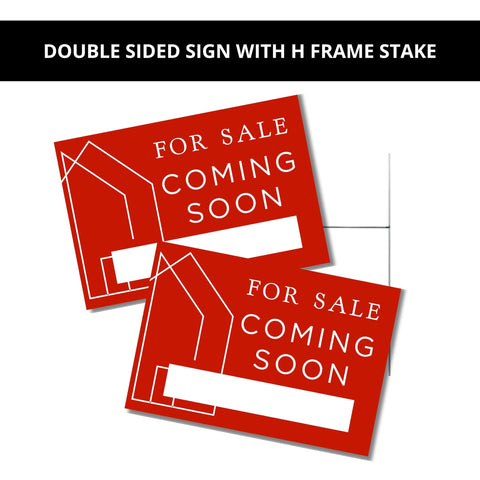 Lashicorn real estate sign, red and white, 12x17, double-sided visibility.