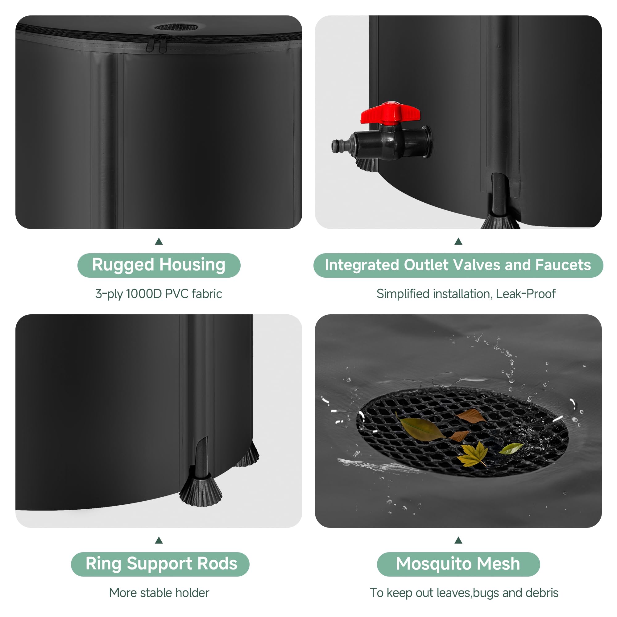 Laspeiraux rain barrel with spigot setup for easy garden watering