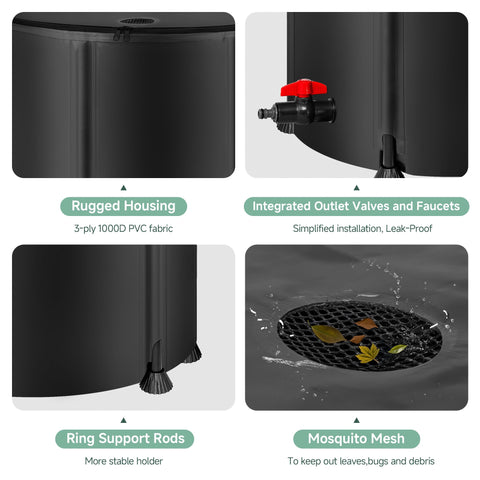 Laspeiraux rain barrel with spigot setup for easy garden watering