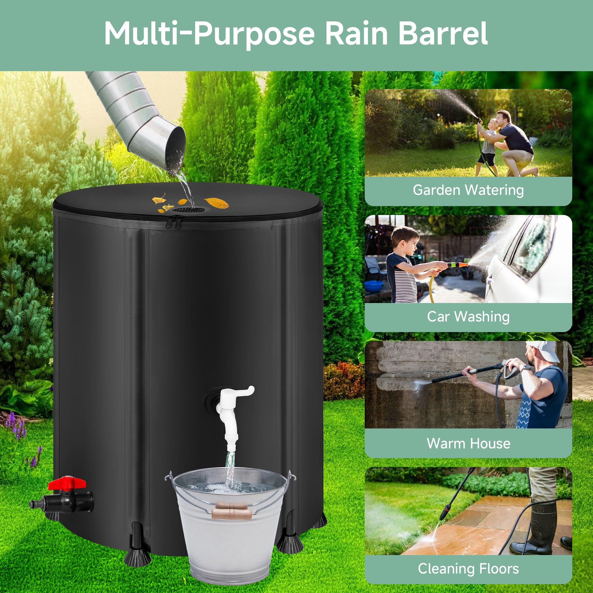 Laspeiraux rain barrel folded and stored, ready for transport