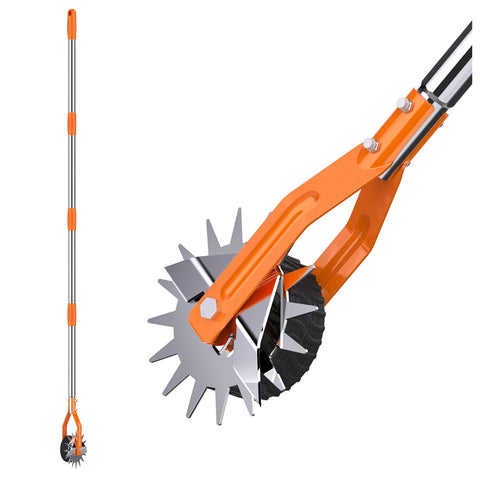 LASTOOLS wheel edger blade close-up highlighting durable chrome plating for rust resistance.