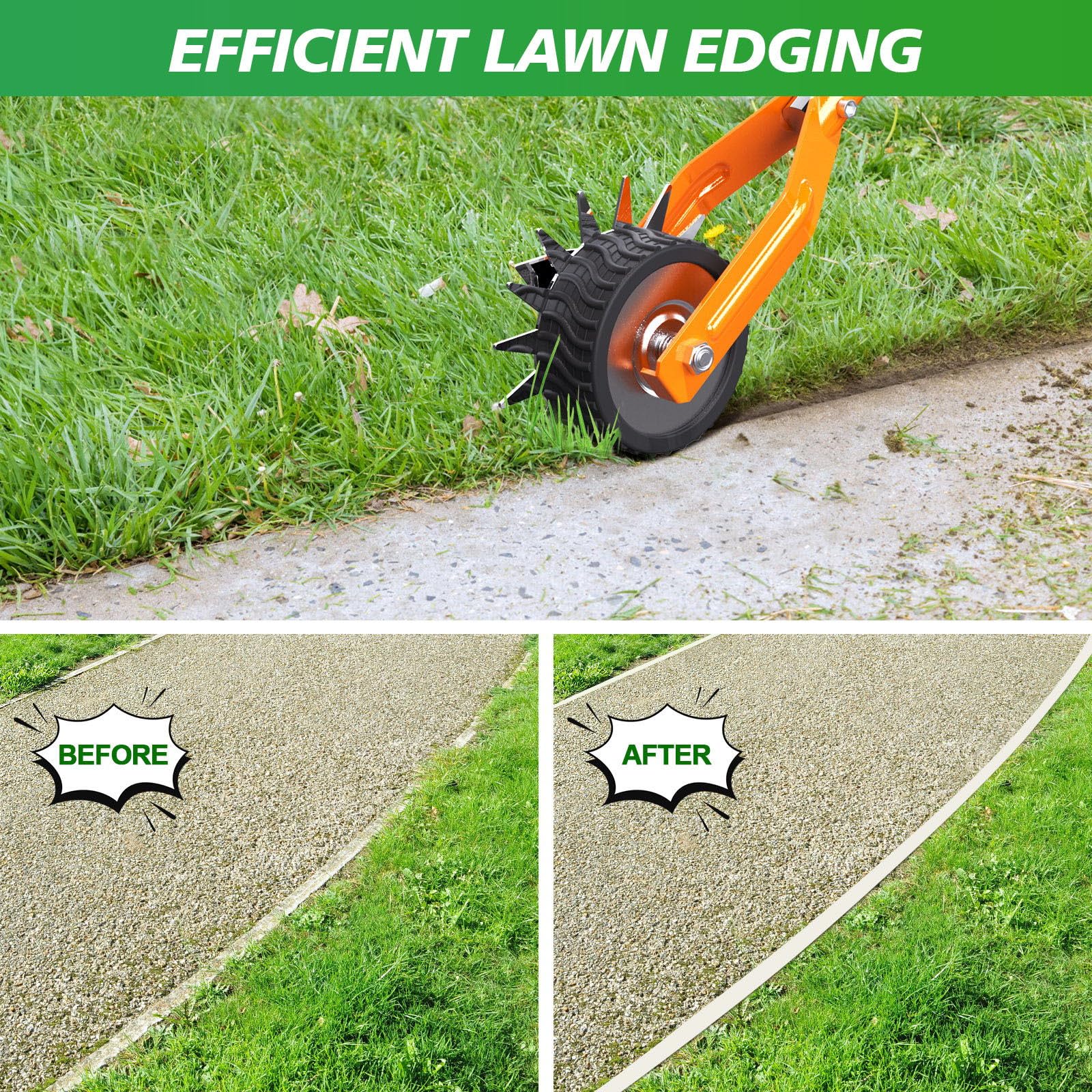 LASTOOLS wheel edger adjustable handle shows three height options for comfortable use.