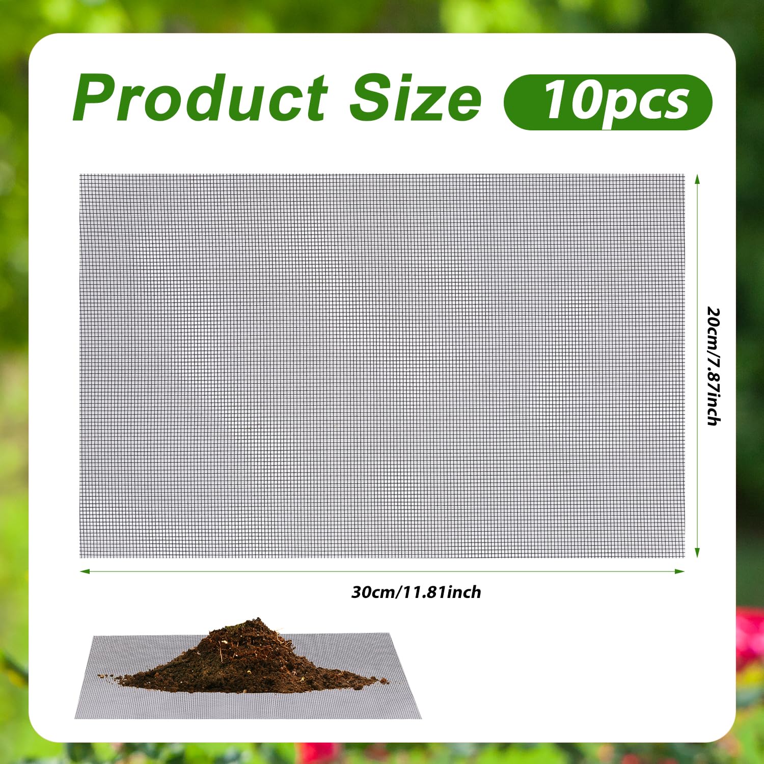Lasuroa bonsai mesh drainage screen protecting soil during watering.