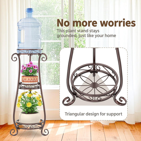 LASZOLA 3-tier bronze plant stand hollow tray closeup shows drainage and airflow.