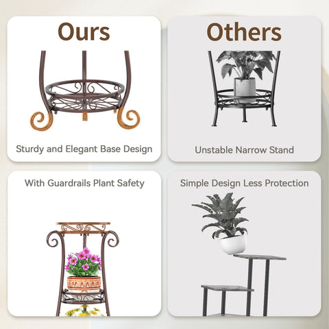 LASZOLA 3-tier bronze plant stand reinforced base demonstrates tip-resistant stability.