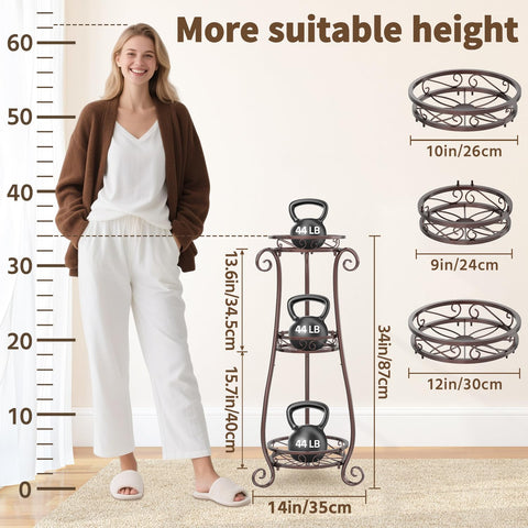 LASZOLA 3-tier bronze plant stand rust-proof coating protects it in moisture.