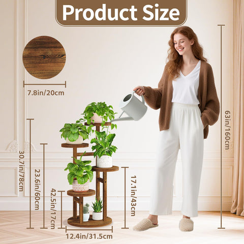 LASZOLA Black 4-Tier Plant Stand base detail highlights thickened base for stability