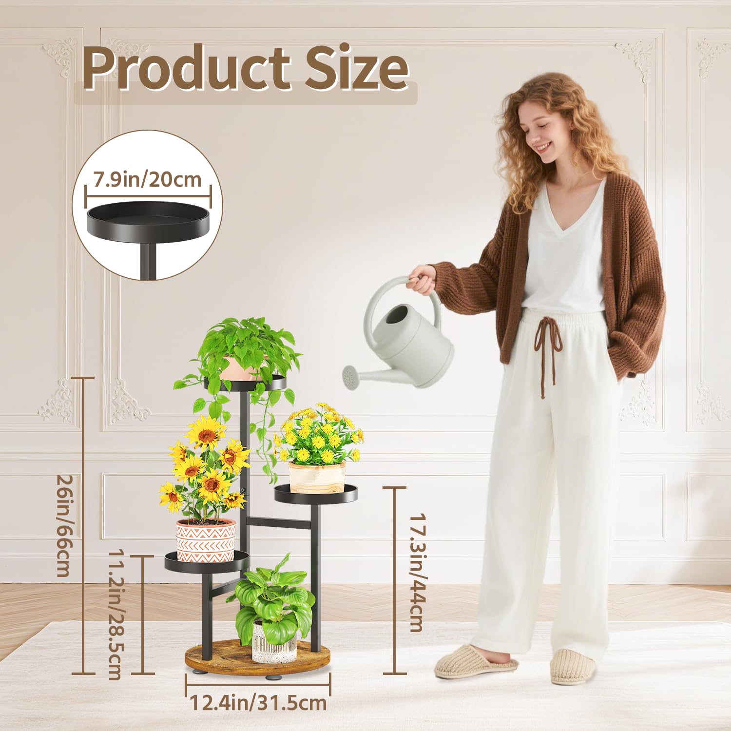 LASZOLA heavy-duty wrought-iron vertical rack supports large planters with stable design
