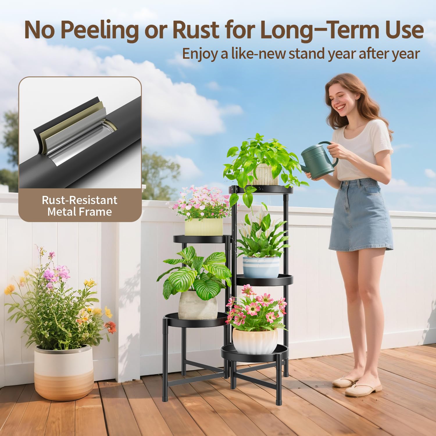 LASZOLA non-slip feet protect floors during plant care.