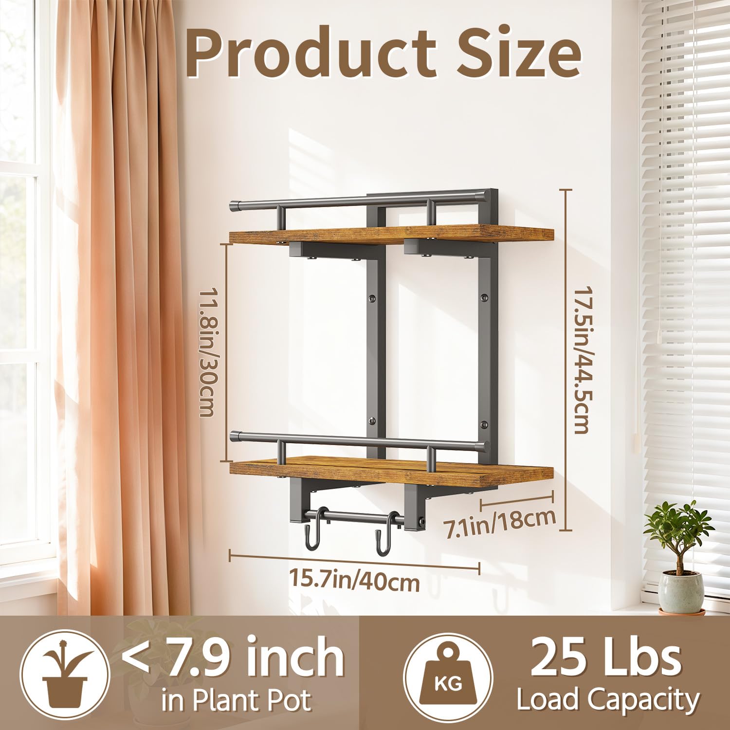 LASZOLA two-tier floating holders maximize space for lush greenery.