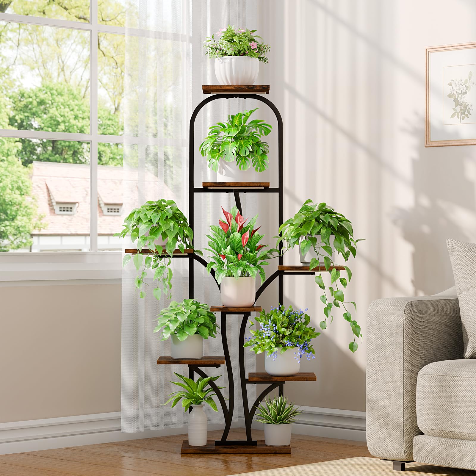 LATIBELL 51-inch tall rack elevates plants to create a lush focal point