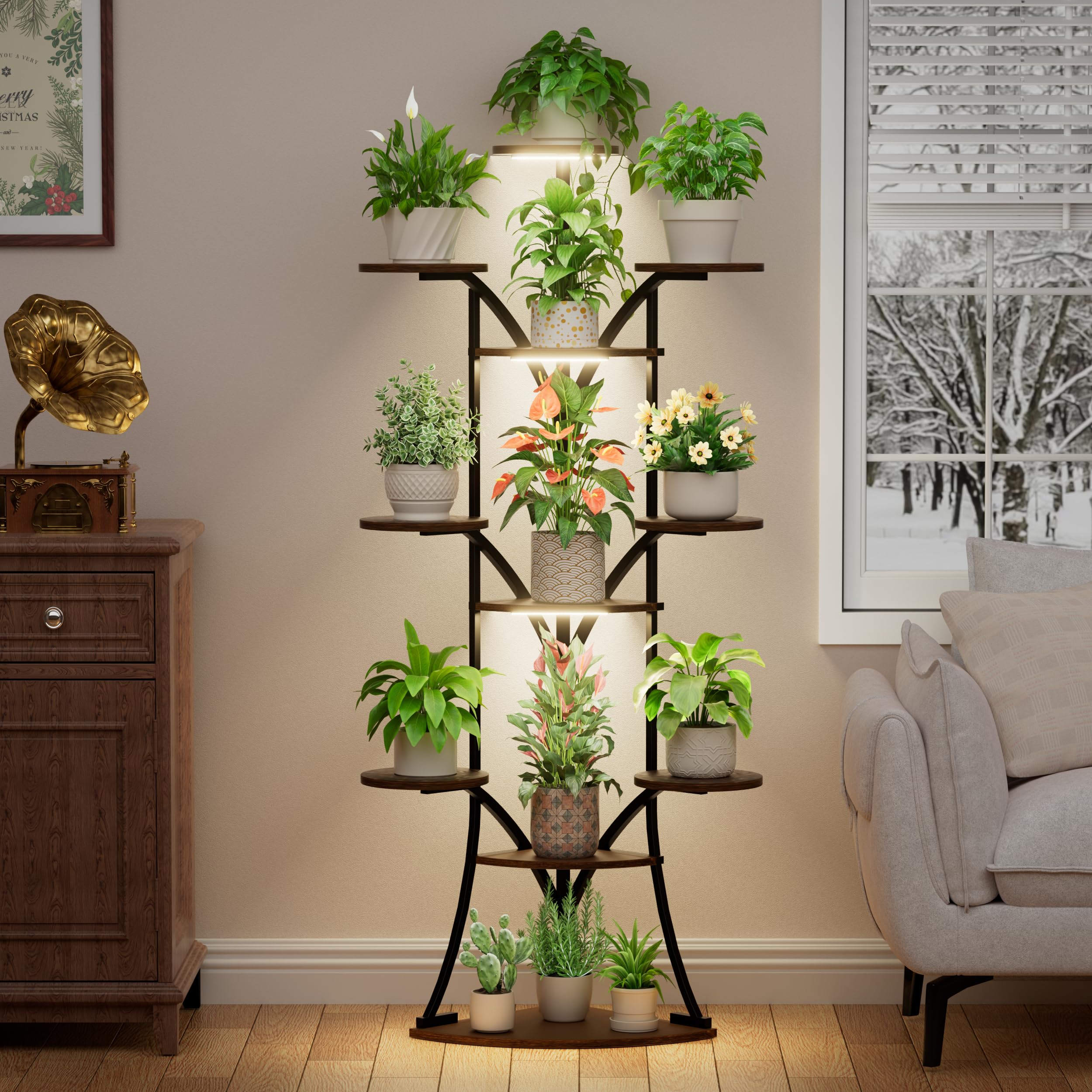 LATIBELL 63-inch tall corner stand showcases tall plants in compact space