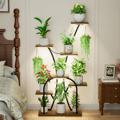 LATIBELL corner 50-inch plant rack adds stylish living room display.