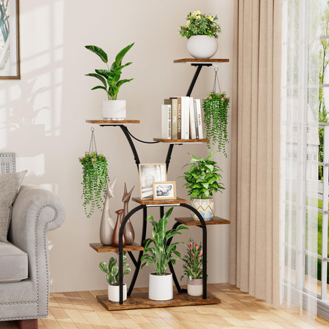LATIBELL curved metal plant stand adds modern decor.