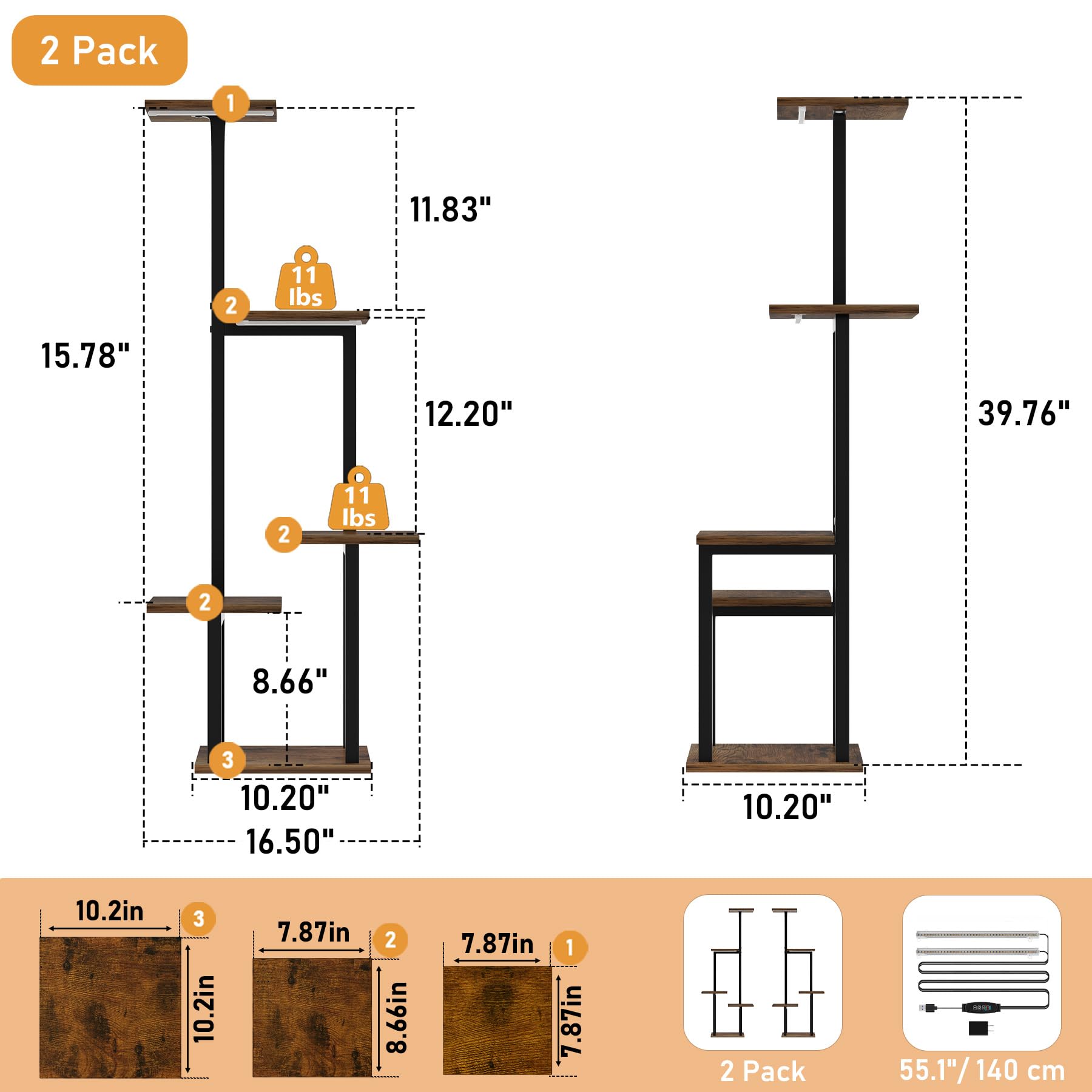 LATIBELL 2-pack plant stands ideal for multiple plants.
