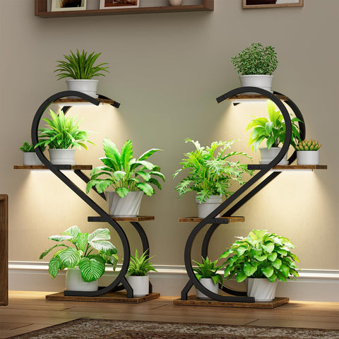 LATIBELL plant stand with grow light four-tier setup supports thriving indoor gardening