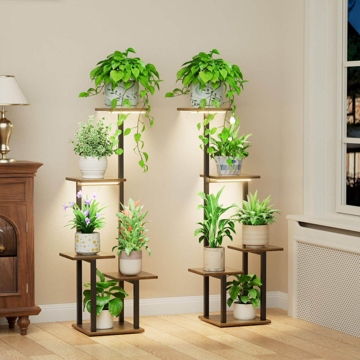 LATIBELL plant stand with grow light timer boosts indoor plant growth.