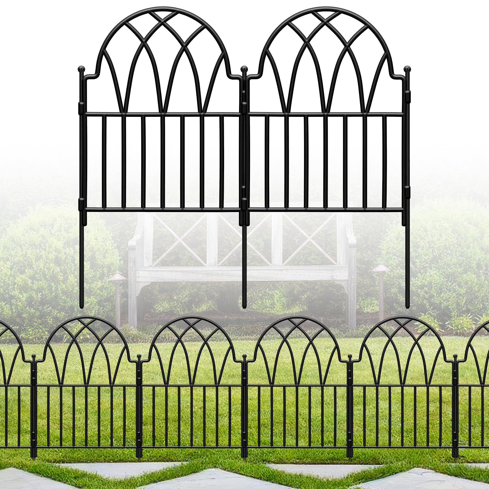LATIHUUM arch garden fence panel front view defines borders and enhances curb appeal.