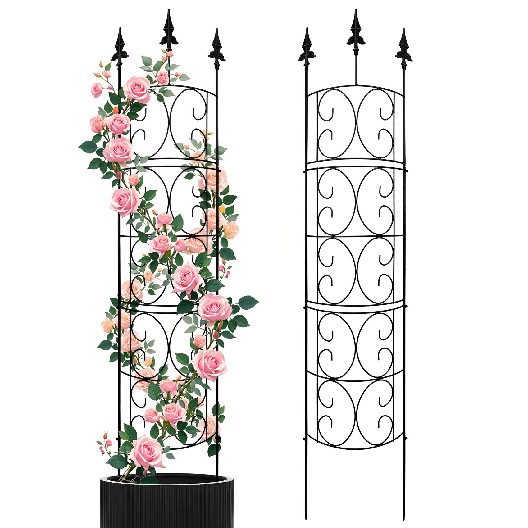 LATIHUUM garden trellis arch two-pack showcases curved design for lush climbing plants.