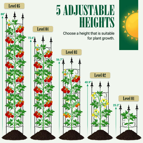 LATIHUUM height-adjustable trellis demonstrates 25.2 to 88 inches versatility.