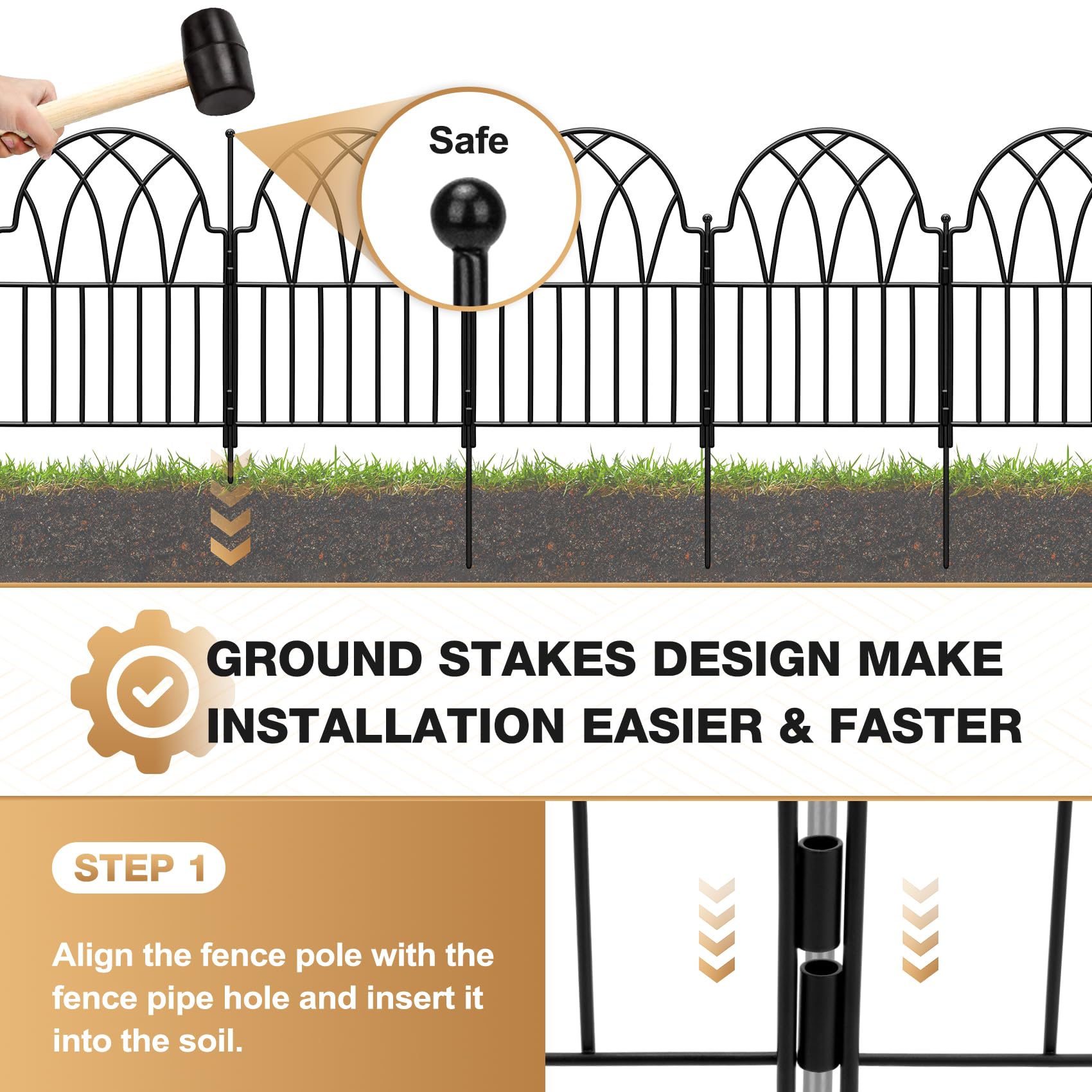 LATIHUUM no-dig installation with stakes enables quick, tool-free setup.