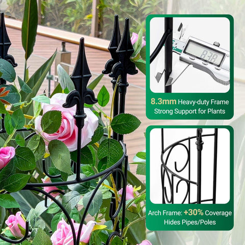 LATIHUUM solid metal arches with powder coating resist weather and corrosion.