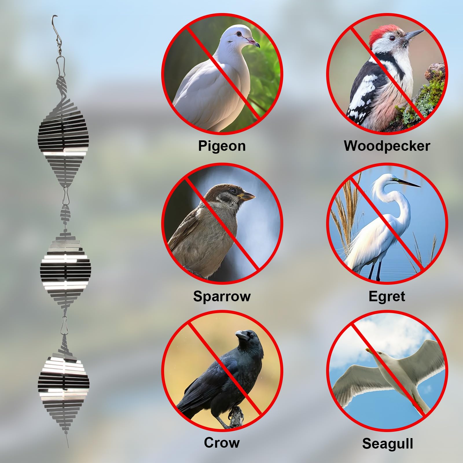 LATTHANT easy-install set with hooks makes hanging bird deterrents quick and tool-free