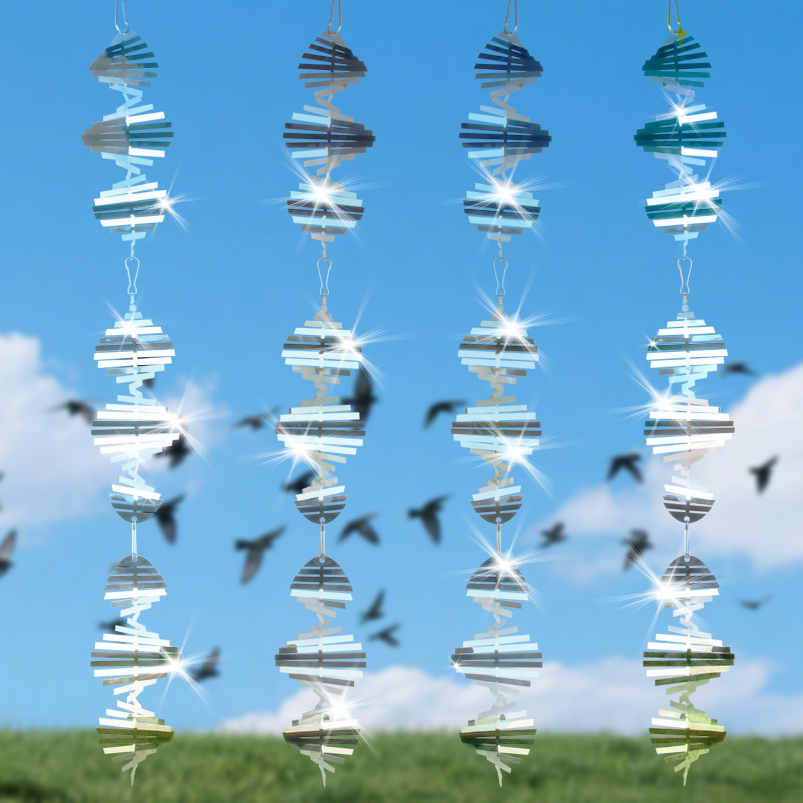 LATTHANT stainless steel bird deterrent disc reflects light to deter woodpeckers near windows