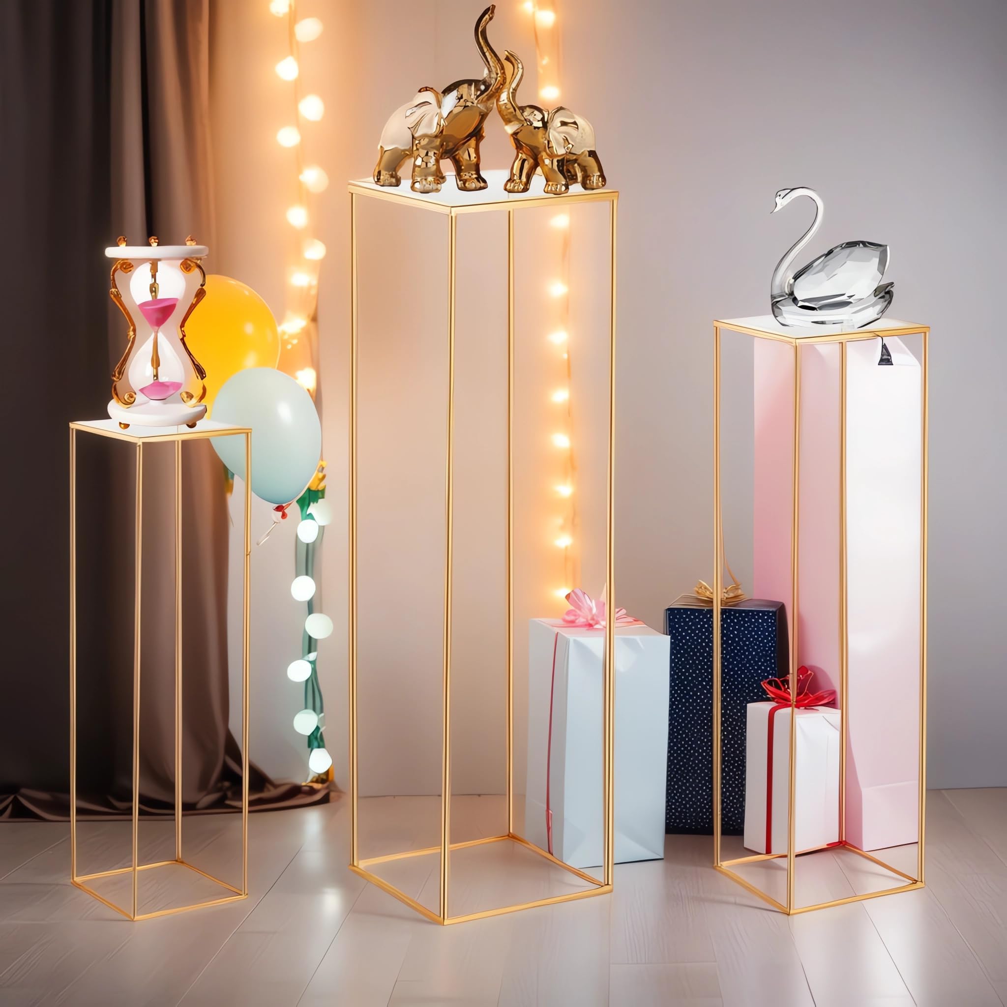 Latywen cylinder pedestal stand 23.62 inches for dramatic table centerpieces.