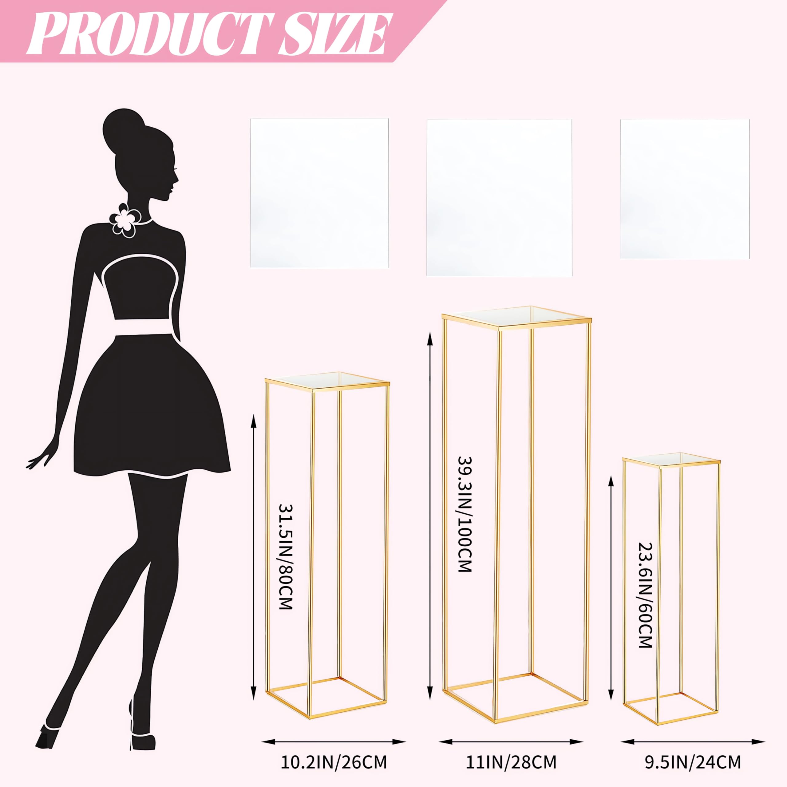Latywen cylinder pedestal stand 31.5 inches for grand party setups.