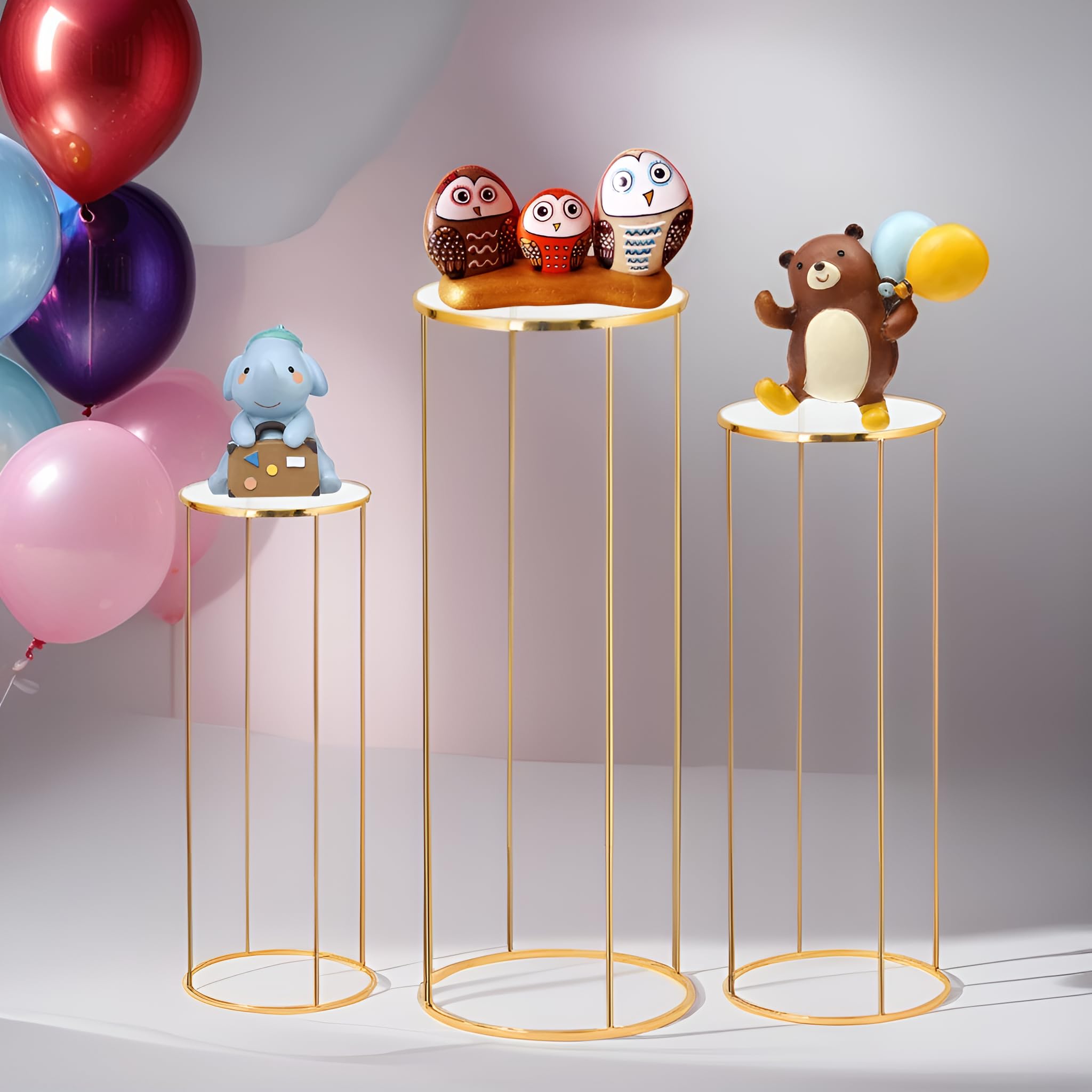Latywen gold cylinder pedestal 23.62-inch stand adds height for photos