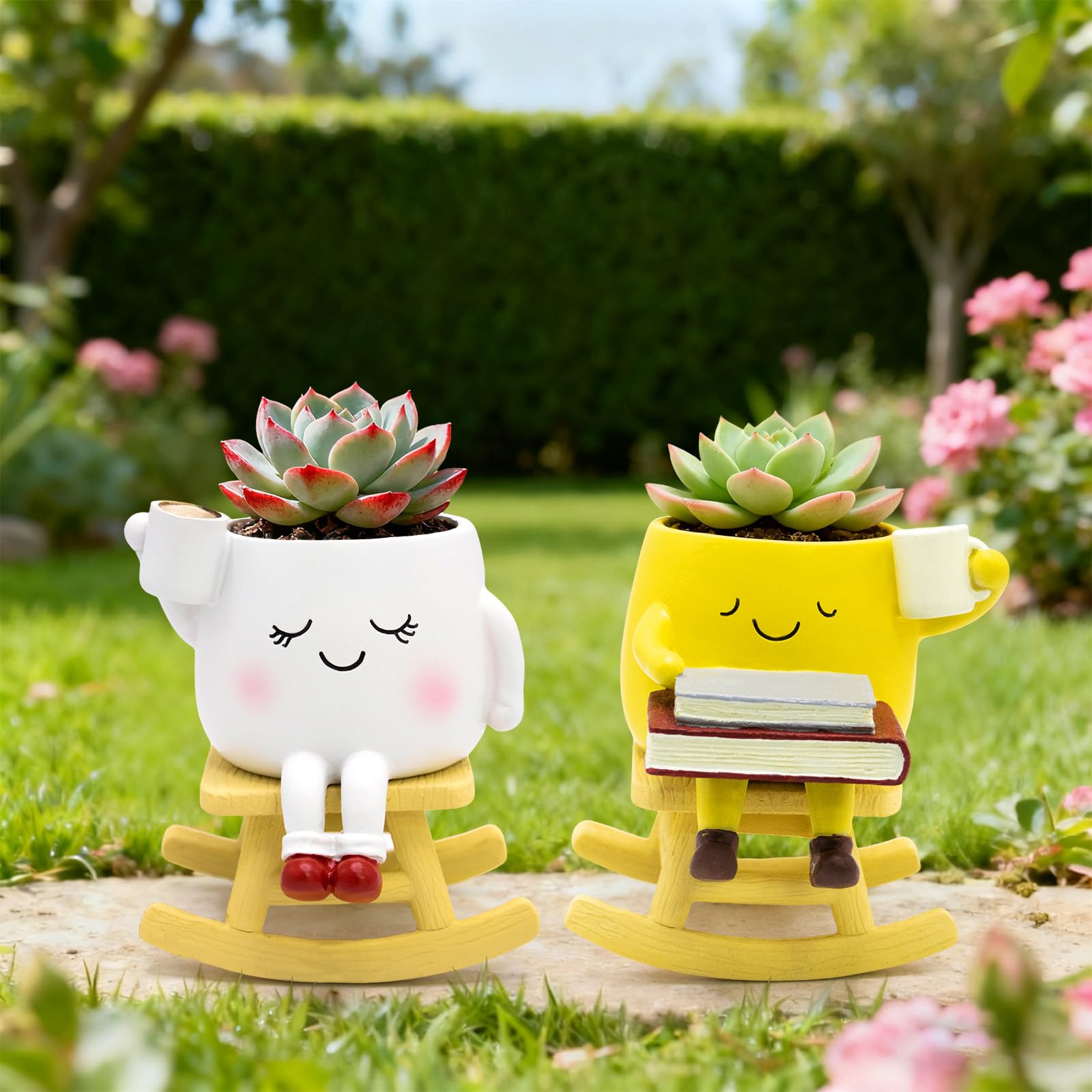 LAUGOKOBE all-weather resin planter withstands outdoor use.