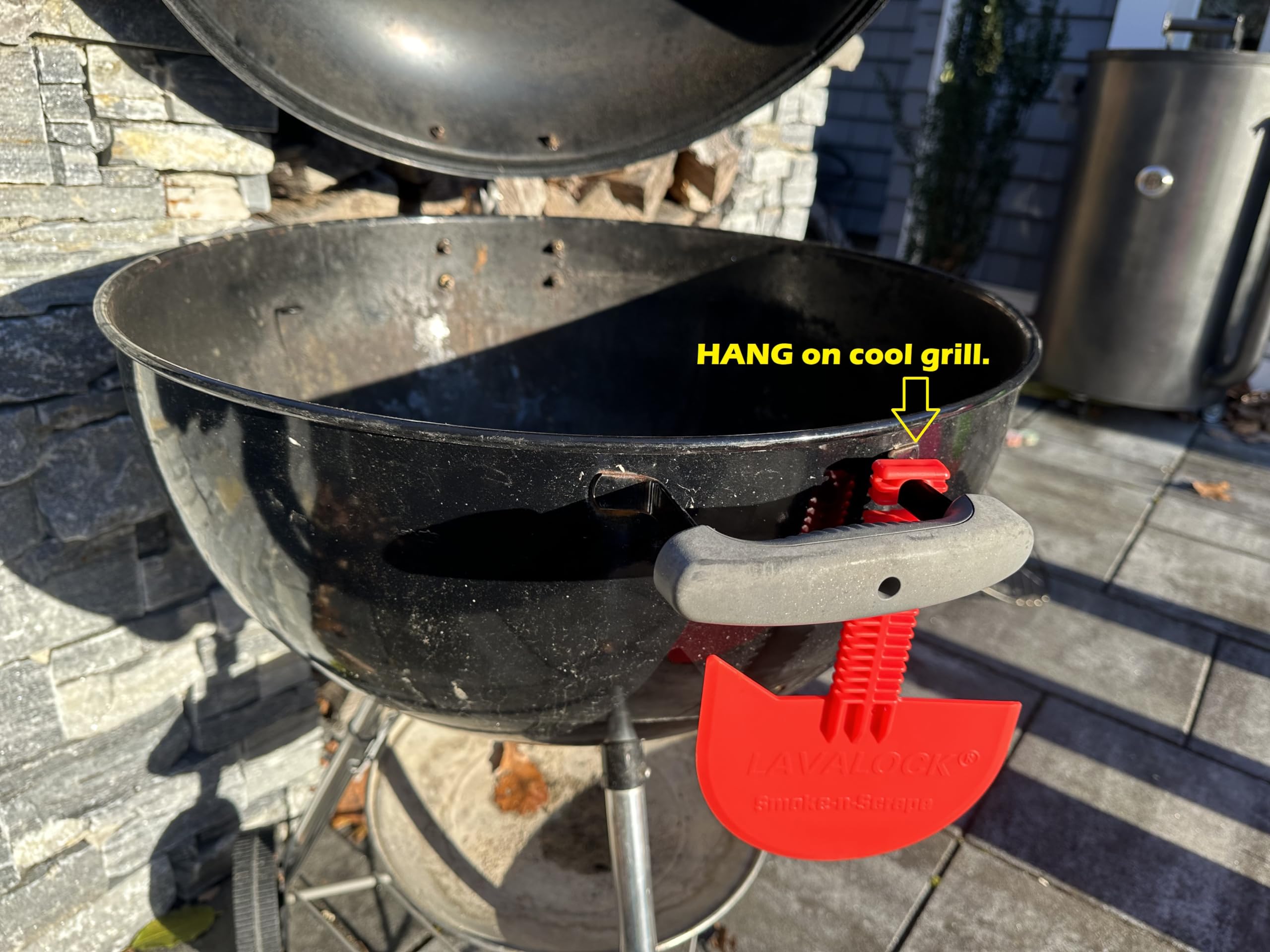 LavaLock Smok-n-Scrape fits Weber Kettle models securely.