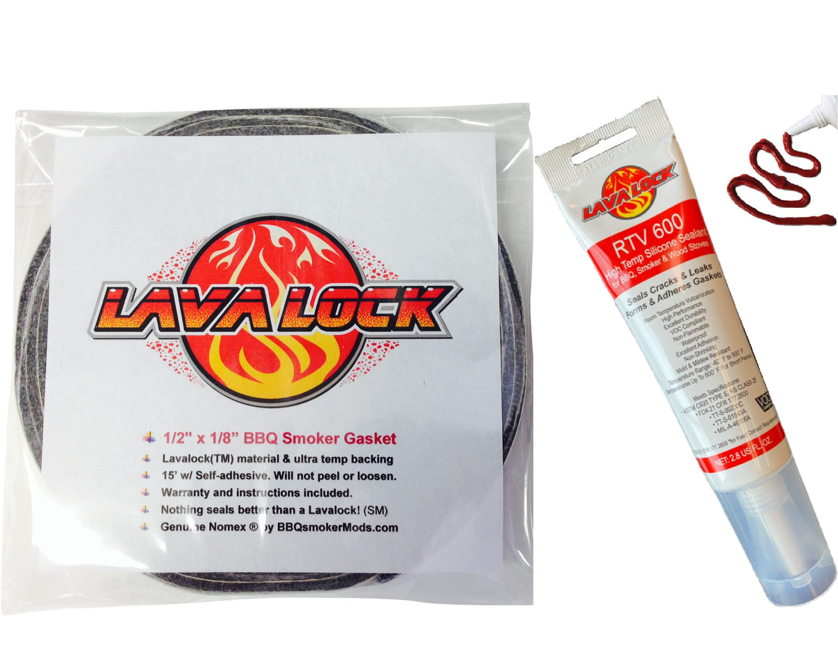 LavaLock Self Stick PRO gasket roll seals smoker chambers for even temperatures.
