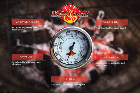 LavaLock site glass cover on durable stainless body for clear readings