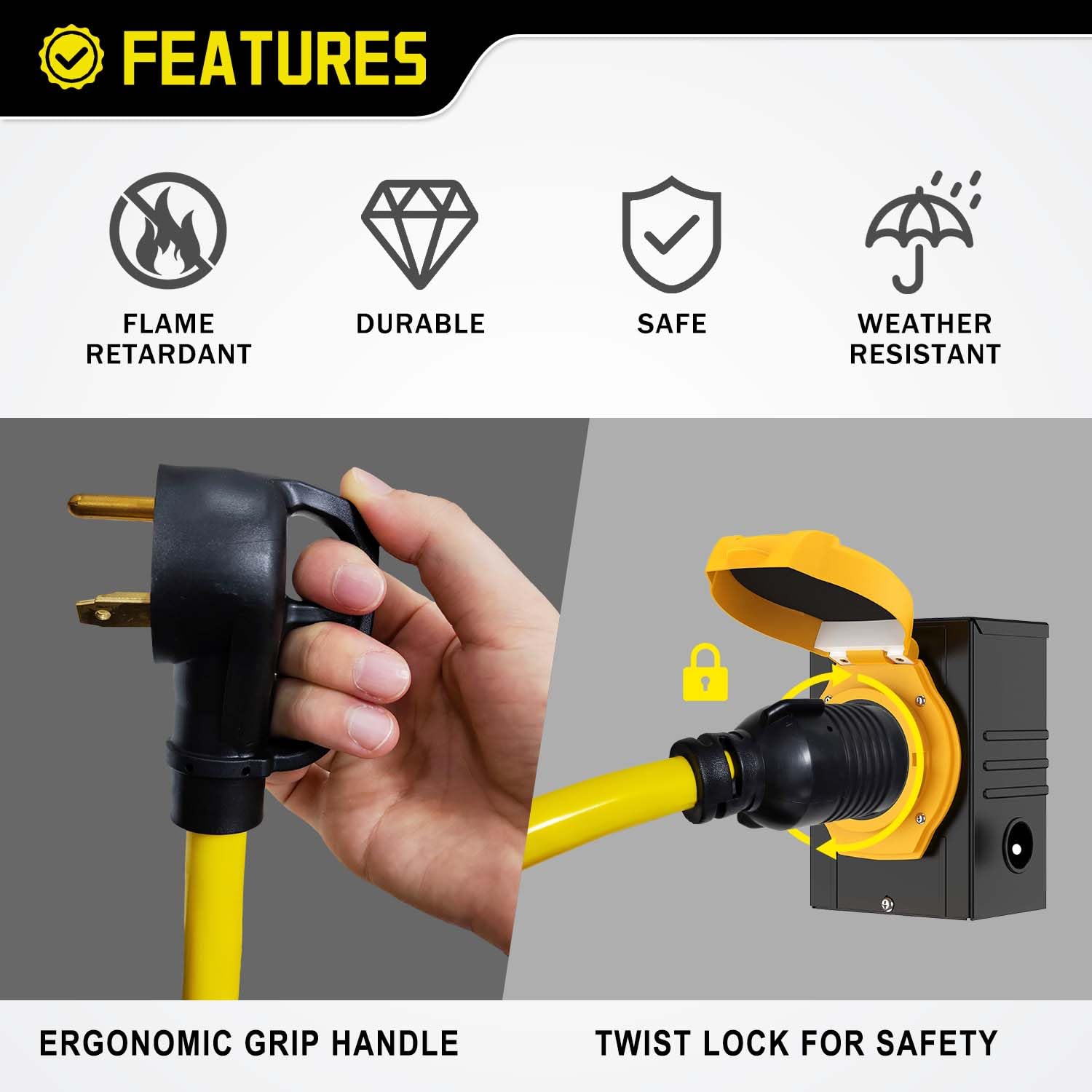 Lavandino easy-grip male handle simplifies setup for users.
