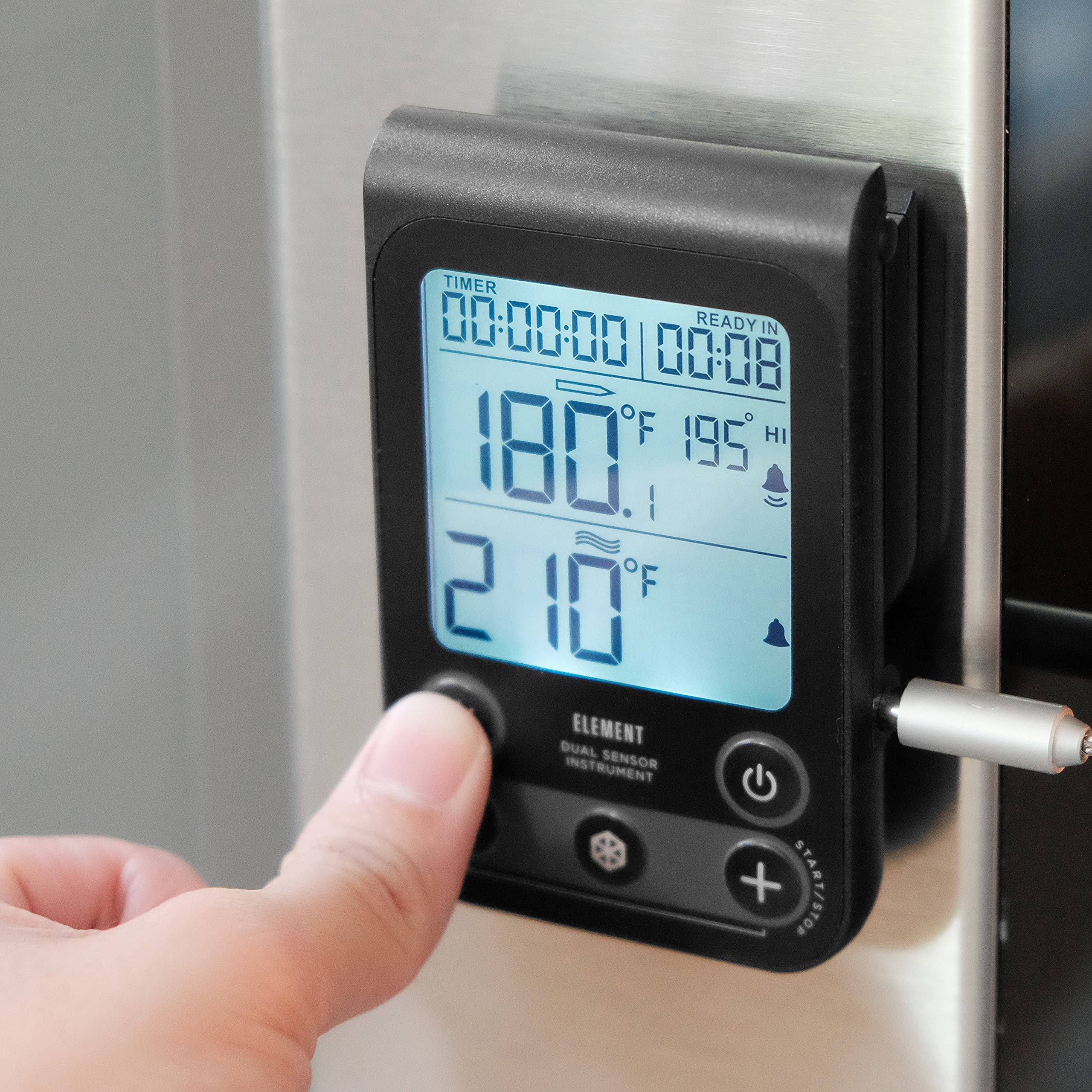 Lavatools OVT02 Element ambient temperature sensing helps monitor oven heat during grilling.