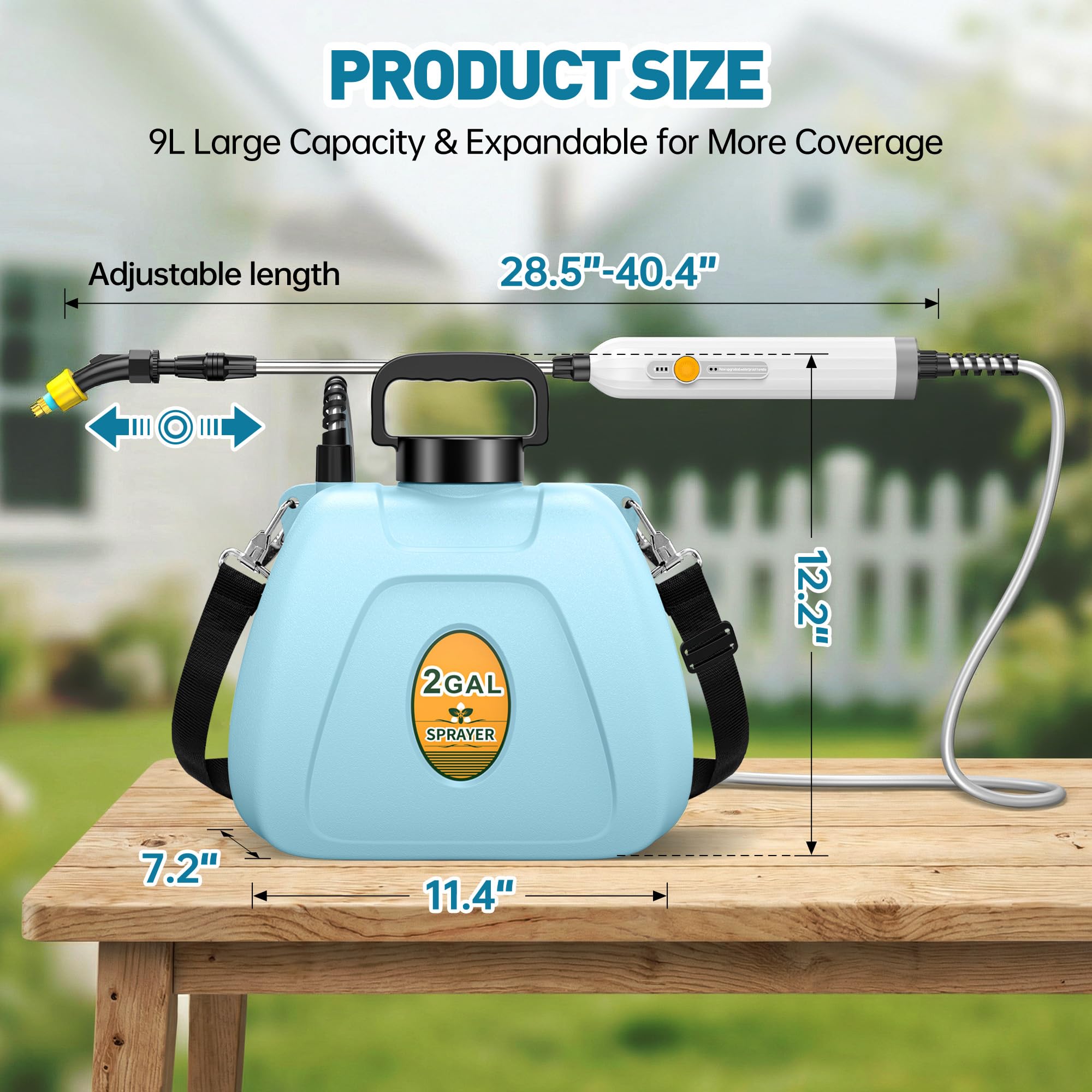 Lavendex sprayer showing four nozzles for versatile spray patterns.