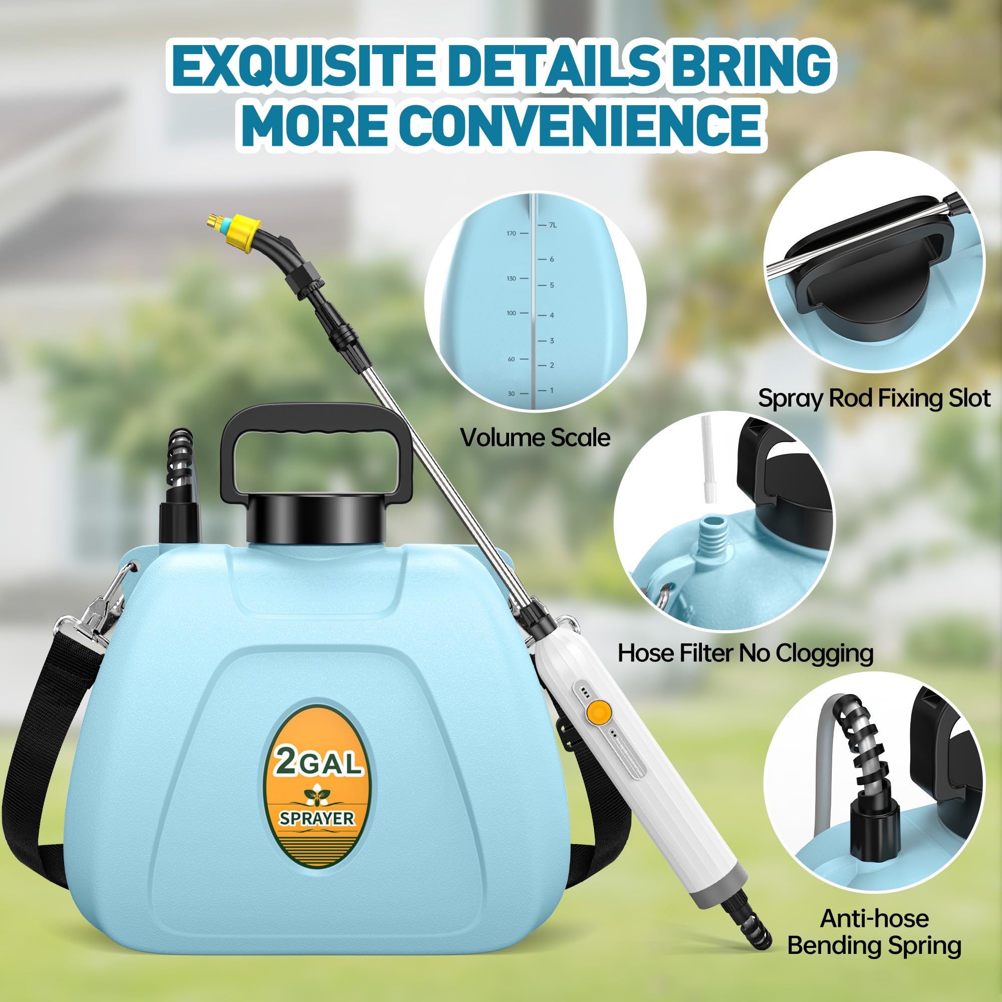 Lavendex anti-clog filter prevents nozzle blockage for smooth operation.