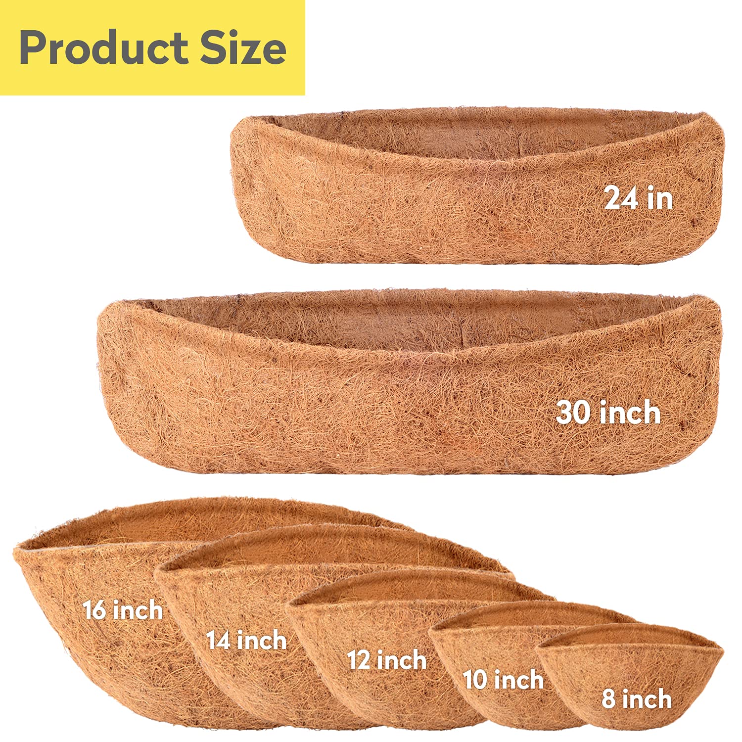 Close-up of LAVEVE coco coir liner texture showing natural fibers.