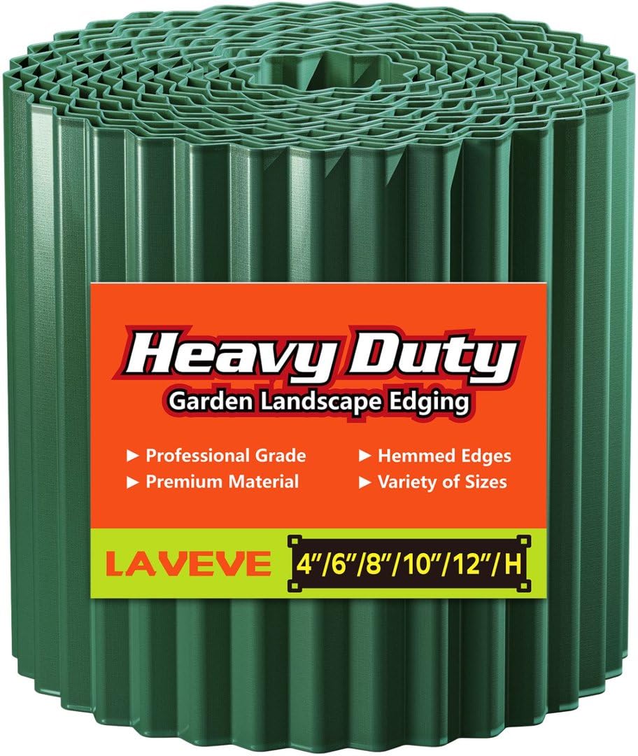 LAVEVE corrugated garden edging 6in-40ft green for garden borders and lawns
