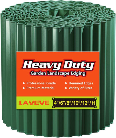 LAVEVE corrugated garden edging 6in-40ft green for garden borders and lawns