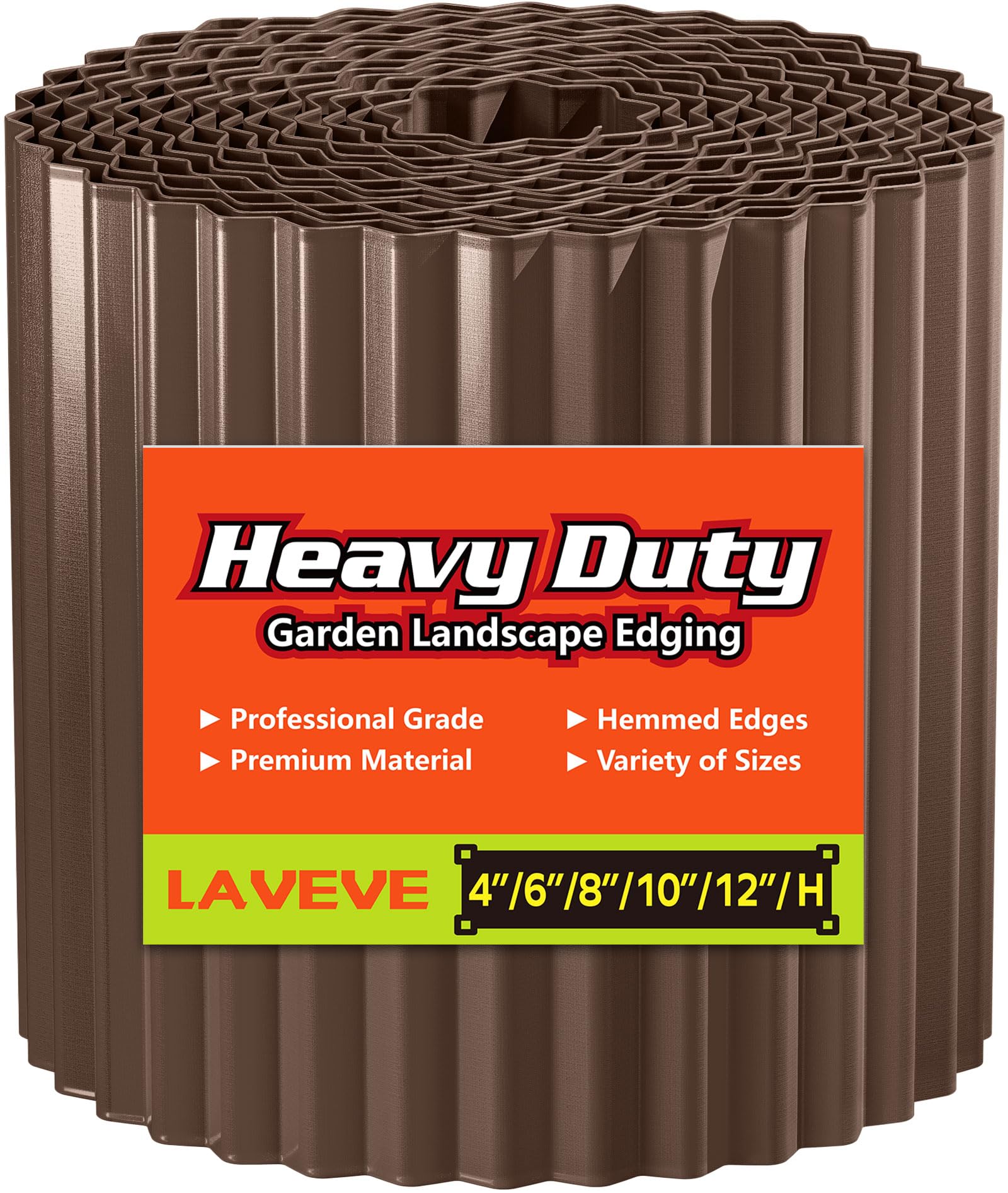 LAVEVE corrugated metal garden edging in coffee defines lawn and bed borders.