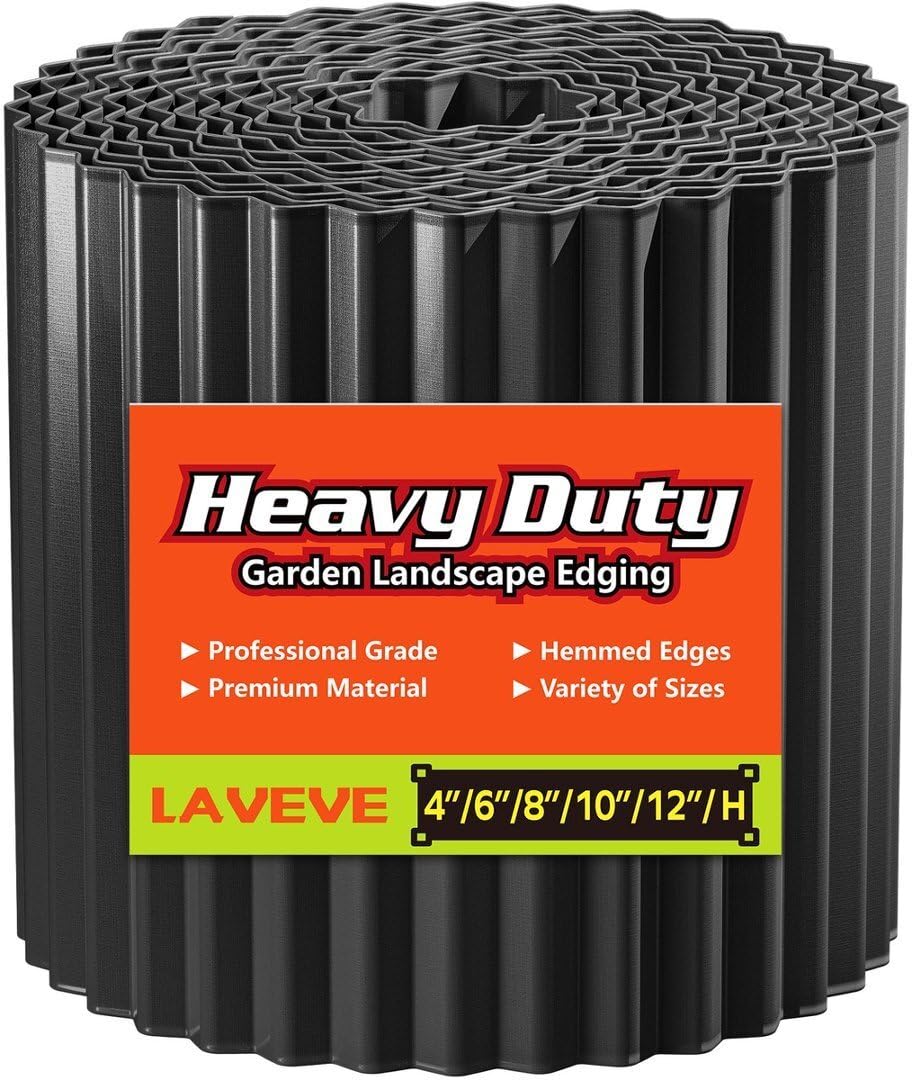 LAVEVE corrugated metal garden edging with a 6in border provides durable lawn separation.