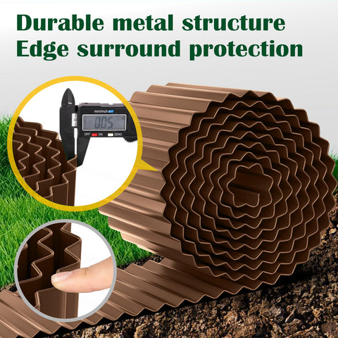LAVEVE corrugated metal garden edging edge detail showcases a modern coffee finish.